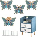 Butterfly Cabinet Knobs, Butterfly Drawer Knobs, Blue Dresser Knob, Unique Rhinestone Pull Handles Natural Theme Decorative Furniture Hardware Door Knobs 4PCS (Blue)