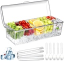Condiment Containers Server with Lid,Ice Tray,Condiment Organizer,Chilled Caddy,Bar Garnish Holder on Ice,Dispenser,Salad Platter for Parties and Restaurants