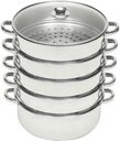 10 Inch 5-Tier Stainless Steel Steamer Pot Steaming Cookware with Lid Stainless Steel Steamer Broccoli Steamer Pot Steaming Pot Premium Stainless Steel Steamer Set for Vegetable Dumpling