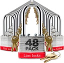 Lion Locks 48 Keyed Alike Padlocks with 2" Long Shackle, 96 Keys - Padlocks for Outdoor Use, Locks with Keys, Hardened Steel Case, Pick Resistant Brass Pin Cylinder for Hasp Latch, Locker, Gate
