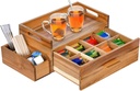 Acacia Wood Tea Bag Organizer, Wooden Tea Bag Storage Box Holder with Drawer for Kitchen Office Tea Bar Countertop