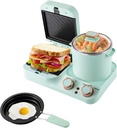 3-in-1 Breakfast Station, Electric Mini Toaster Bread Breakfast Sandwich Maker, Breakfast Machine with Frying Pan, Boiling Pot, Food Steamer