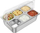DYRABREST Countertop Food Display Container Ice Food Serving Tray 6 Pans Chilled Buffet Condiment Dispenser - Salad Dressing Appetizer Spice Fruit Cold Serving Station