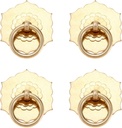 Yetaha 4PCS Antique Brass Ring Pulls,Vintage Hexagon Flower Ring Handles,Furniture Classical Solid Drop Knobs for Drawer Dresser Closet Wardrobe Cupboard Door Kitchen Bedroom Decoration