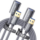 JSAUX 2Pack 10FT+10FT USB 3.0 Extension Cable, Type A Male to Female USB Extender Cord Nylon Braided Compatible with Webcam, Camera, Phone, USB hub, Mouse, Keyboard, Printer, Hard Drive, Xbox-Grey