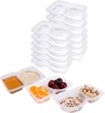 Snack Containers Disposable Double Compartment Condiment Container Snackle Box Container Outdoor Sauce Dip Case for Dip Sauce Sampling Salad Dressing Snack 12 Pcs