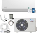 KLIMAIRE 12,000 BTU 23.1 SEER2 Hyper Heat Ductless Mini Split Air Conditioner & Heat Pump System, Operates Down to -22°F, with Pre-Flared 16'Installation Kit & Wall Bracket, 230V, Wi-Fi Enabled (230V)