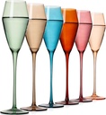 Colored Champagne Flutes Glasses Set of 6, Elegent Hand Blown Flutes Glass, Lead-Free Colored Wine Glasses Set - Ideal for Weddings, Anniversaries, Christmas, Special Days