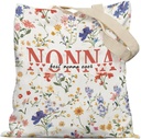 Nonna Gifts Floral Tote Bag, Mother's Day Birthday Gifts for Nonna from Grandkids Grandsons Granddaughters Canvas Tote Bags for Women, Reusable Grocery Shopping Bag
