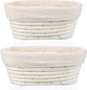 2 Pack Bread Proofing Baskets Oval Shaped Dough Proofing Bowls with Liner Handmade Rattan Banneton Sourdough Bread Making Supplies for Home Sourdough Bakers Baking