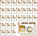 BIGIVACA 1.5 oz Mini Honey Jars - 30 Pack Hexagon Glass Jars with Wood Dippers, Gold Lids, Bee Pendants, Jutes, Stickers for Wedding Favors, Party Favors, Candle Making