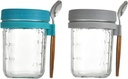 2sets Overnight Oats Cup Wide Mouth Mason Jar Lid Oatmeal Container to Breakfast Jar for Oatmeal Yogurt Salad