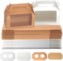 24pcs Bento Paper Gable Cake Boxes with Window 6.8x3.6x3.1 inch Handle Bakery Cupcake Containers Holders Treat Party Favor Gift Boxes with Cardboard for Pies-Cookies-Dessert-Donut