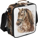 Lunch Boxes Bag for Kids, Horse Lunch Box for Boys and Girls, Waterproof Insulated Lunch Bag Cooler Tote for School with Detachable Shoulder Strap