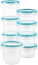 Snapware Total Solution 16-Pc Plastic Food Storage Containers Set,(4) 2-Cup & (4) 1.2-Cup Round Meal Prep Container, BPA-Free Lids with 4 Locking Tabs, Microwave, Dishwasher, and Freezer Safe