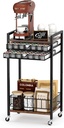 Miratino Coffee Bar Stand Station Cart, Coffee Pod Holder Drawer for 84 Coffee Pods Storage, Coffee Cart with Wheels, Stylish Home or Office Coffee Bar Station Organizer, Rustic Brown