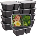 10 Pack 28 oz Meal Prep Containers Reusable with Lids, 2 Compartment Food Storage Containers To Go for Lunch Microwavable, Disposable Plastic Box to Take out, Freezer and Dishwasher Safe