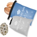 Bread Bags for Homemade with Beeswax Wrap - Zipper Reusable Bread Bag for Sourdough 2-Pack, Large Reusable Food Storage Bag to Keep Sourdough Fresh, Freezer-Safe, Eco-Friendly (Orange&Grey)