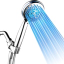 HotelSpa Neon Ultra-Luxury 7-setting LED Hand Shower with Chrome Face and Color-Changing Temperature Sensor