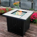 30" Propane Fire Pit with Real Ceramic Tabletop, 50000 BTU Gas Firepit Table with Lid & Glass Rock, Outdoor Fire Pit for Dining or Party, Firepit for Outside, Patio, Garden, Yard