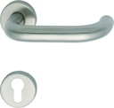 102854 1754/D70M FH Handle Set on Rosette PZ for Fire Doors ÖNORM Door Fitting VK 9, Stainless Steel, Silver