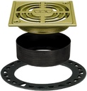 Schluter Kerdi-Drain Contour Shower Grate Kit with Integrated Slope Bonding Flange - Ideal for Tile Showers - 4" Grate Size, Square, Brushed Brass Anodized Finish - KD4GRKAMGB