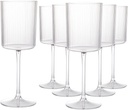 Ciaell 12 PCS Plastic Ribbed Wine Glasses - 10 OZ Plastic Square Wine Glasses with Stem - Disposable Champagne Cups for Parties & Weddings & Party