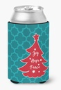 Caroline's Treasures BB6970CC Christmas Tree Teal Red Can or Bottle Hugger Cooler Washable Drink Sleeve Collapsible Beverage Insulated Holder, Can Hugger, Multicolor