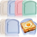 6 Pieces Reusable Sandwich Containers Box, Plastic Toast-Shaped Bread Box for Lunch with Lid, Microwavable Sandwich Holder Keeper Food Storage for Snacks Fruits Meal Prep Work (4 Colors)