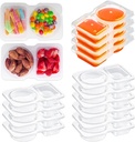 20 Set Reusable Snack Pack Containers with Lids - Double Compartment Leakproof Portable Sauce, Condiment, Snack Prep Box, for Travel, Takeout & Portion Control