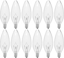 12-Pack E12 Candelabra Light Bulbs 40W Warm White 2500K, 380 Lumen Chandelier Light Bulb for Ceiling Fan, Indoor or Outdoor, B10 Clear Incandescent Candle Bulbs, Dimmable