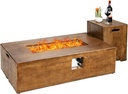 Giantex 2-Piece Propane Fire Pit Table Set with 20 Gallon Tank Side Table, 48 Inch x 27 Inch 50,000 BTU Rectangular Fire Table, Waterproof Cover, CSA Certified Outdoor Furniture for Patio, Garden