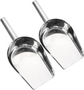 2pcs Stainless Steel Ice Scoop Flat Bottom Measuring Scoops for Flour Coffee Sugar Candy Home Kitchen Bar