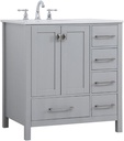 Elegant Decor Irene 32" Solid Wood and Stone Single Bathroom Vanity in Gray