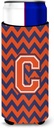 Letter C Chevron Orange Blue Ultra Beverage Insulators for slim cans