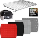 Air Fryer Rack and Reusable Liners For Ninja Foodi Grill 5-in-1 AG301 4qt, Airfryer Accessories, Replacement for Parchment Paper, Heat Resistant Mats and Stainless Steel Cooking Rack by INFRAOVENS