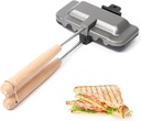 Toasted Sandwich Maker Double, Camping Toastie Maker with Heat-Resistant Handle, Breakfast Sandwich Maker, Multifunction Pancake Pan Non Stick for Home Outdoors Cooking