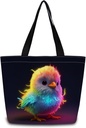 Neon Chick Tote Bag Reusable Grocery Bags Aesthetic Shopping Shoulder Handbag with Interior Zipper Pocket Stylish Neon Chick Present for Women