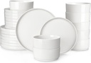 MALACASA 24 Pieces Porcelain Dinnerware Set, Modern White Dish Set for 8, Premium Serving Plates and Bowls Sets, Chip and Scratch Resistant Dishware Sets Kitchen Dishes Dining Ware Set, Series LEAH