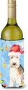 Caroline's Treasures CK2483LITERK Christmas Lights Lakeland Terrier Wine Bottle Hugger Bottle Cooler Sleeve Hugger Machine Washable Collapsible Insulator Beverage Insulated Holder