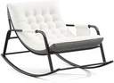 Oversized Rocking Chair with Cushion, Indoor Outdoor Lounge Patio Recliner Rocker with Armrests, Supports 330 lbs, Comfortable Papasan Chair for Bedroom, Living Room, Porch, Garden -White