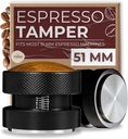 51mm Tamper for Expresso Coffee Machines - Espresso Accessories fit 51 mm Portafilter - Spring Loaded Leveler Tool - Calibrated Stainless Steel Hand Press for Home Barista by Foodi Essentials, Black