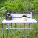 Balcony Table Bar for Railing, All Aluminum Alloy Outdoor Folding Side Table, Multi-Functional Rail Hanging Table for Indoor and Outdoor Use, Adjustable Wall-Mounted Side Tables for Patio (Color : Wh