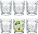 Kingrol 6 Pack 9 oz Romantic Water Glasses, Small Drinking Glasses Tumblers, Vintage Glassware Set for Juice, Beverages, Beer, Cocktail