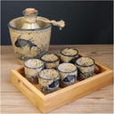 Wine Set, Ceramic Sake Set, Small Wine Jug, Black Wine Glass, Hot Wine Device, Household,A