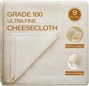 eFond Cheesecloth, 9 Square Feet Grade 100 Cheese Cloths for Straining Reusable, Washable, Lint Free and Ultra Fine Mesh Unbleached Pure Cotton Cheese Cloths for Cooking with Hemmed 2 Edges (1 Yard)
