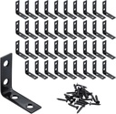 HOME MASTER HARDWARE L-Shaped Corner Braces, 40-Piece Metal Black Corner Bracket 1-1/2 Inch Right Angle Brackets for Shelves, Wood Furniture, Frames - Includes Rust-Resistant Screws