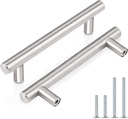 Probrico 50 Pack|Satin Nickel Round Cabinet Pulls, 3-1/2 Inch Hole Centers Modern Euro T Bar Cabinet Handles, Stainless Steel Drawer Pulls,Round T Bar Kitchen Bathroom Hardware,6 Inch Total Length