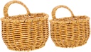1set Hanging Woven Storage Basket for Kitchen Wall-mounted Organizer for Fruits Vegetables and Flowers Rustic Handmade Rattan Basket Easy Installation Handle
