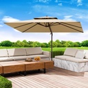 10x13 FT Patio Umbrella, Large Cantilever Rectangular Double Top Heavy Duty Offset Umbrellas with 360° Rotation, Outdoor shade for Garden Deck Pool Patio, Tan